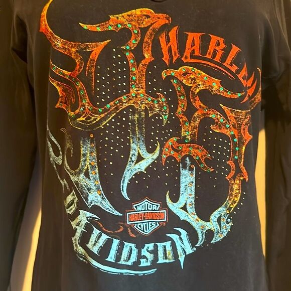 Harley-Davidson Black Graphic Long Sleeve Tee Large - Picture 3 of 7